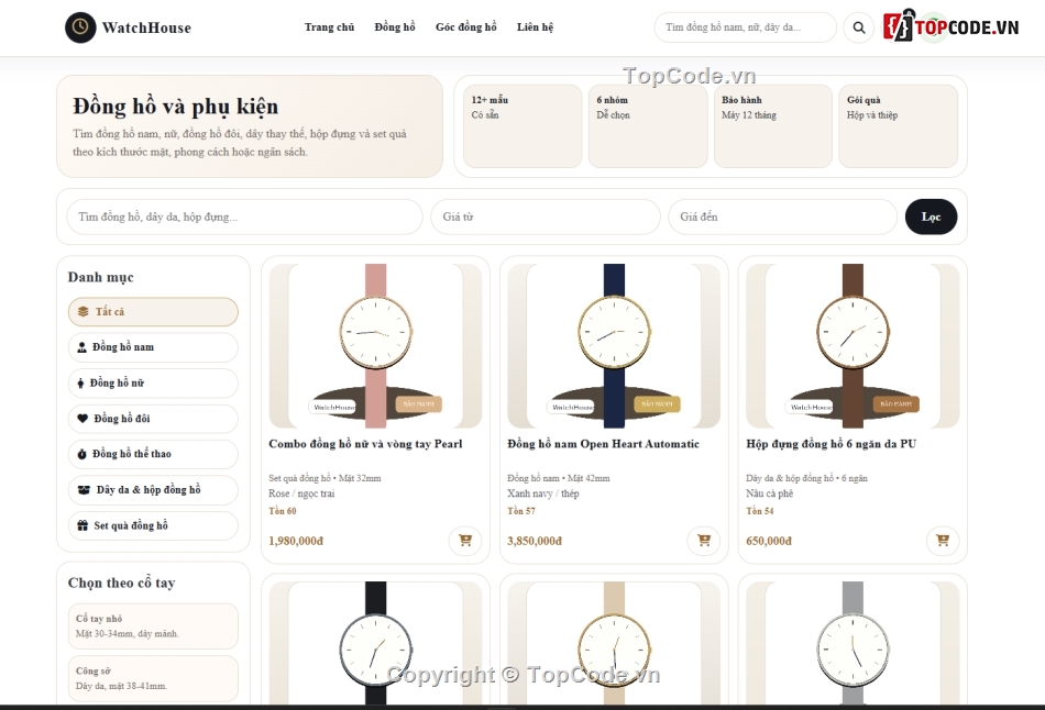 web bán đồng hồ,website bán đồng hồ,đồ án website